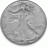 walking liberty half dollar front